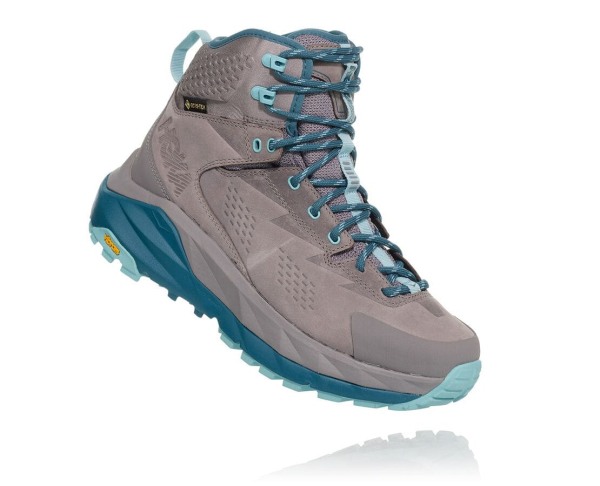 Hoka One One Kaha GORE-TEX Womens UK - Grey / Light Turquoise Walking Boots - NDRAE3806